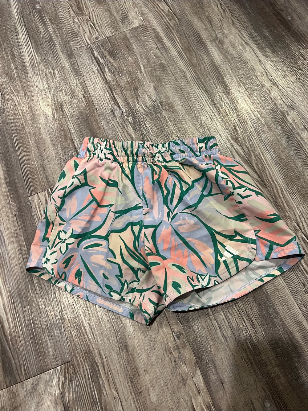 adidas Pink and Green Tropical Print Athletic Shorts